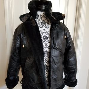 LAST CHANCE! Leather faux fur lined coat